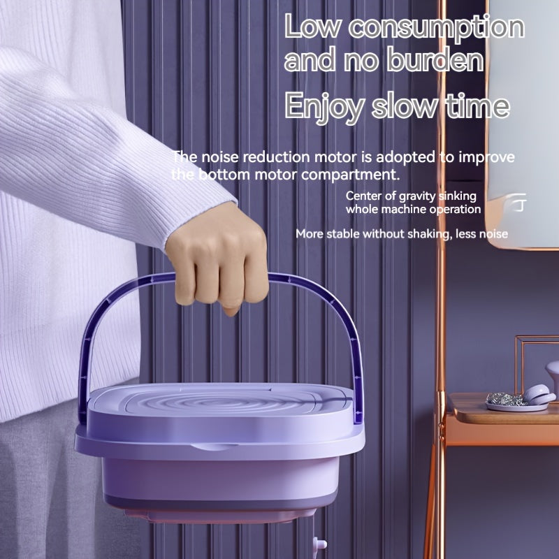 2.11gal Portable Folding Washing Machine With Collapsible Bucket, 3 Modes Effective Steri-lizing, Suitable For Apartment, Laundry, Camping, RV, Travel, Underwear Bra Socks Washing Machine