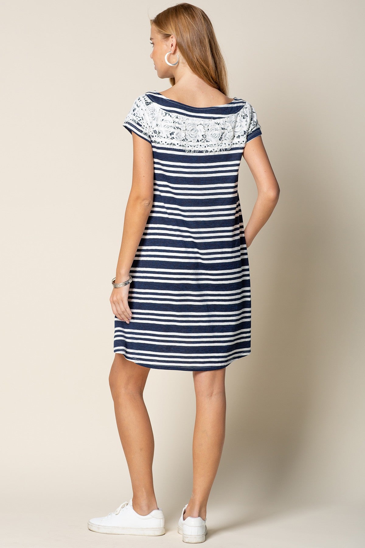 Lace and Stripe Swing Dress (REG)