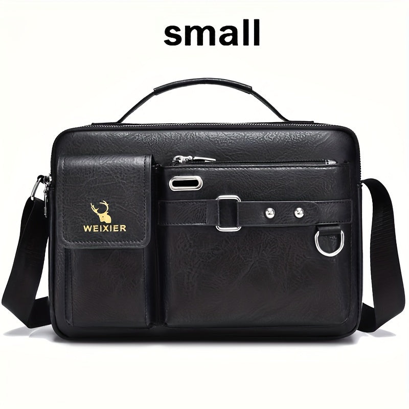 【WEIXIER】 Men's PU Material Crossbody Bag Men's Business Crossbody Bag Portable Shoulder Bag Casual Bag Men's Bag Gift For Father /Anniversary