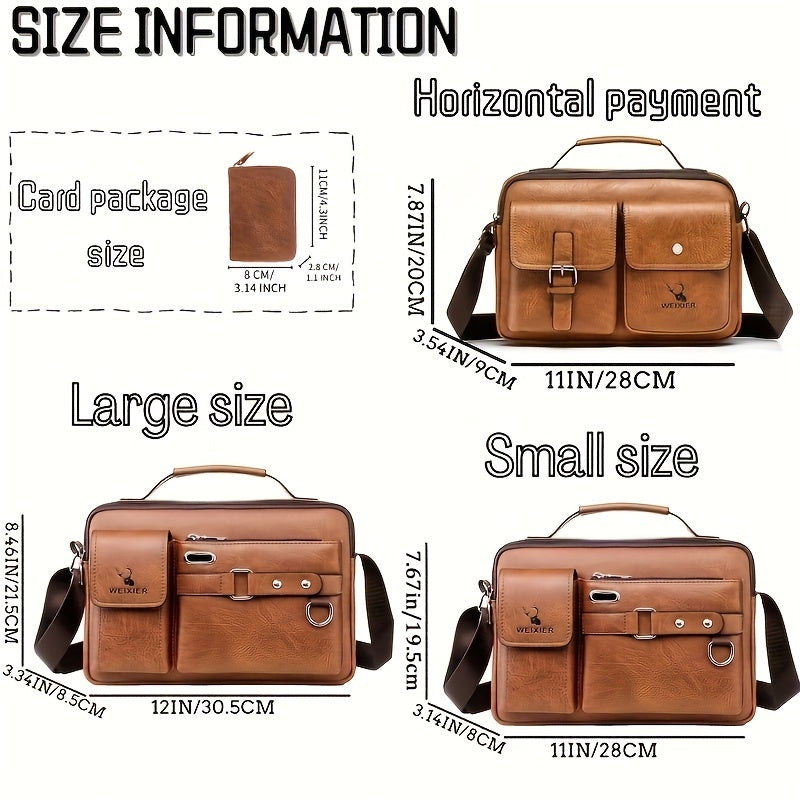 【WEIXIER】 Men's PU Material Crossbody Bag Men's Business Crossbody Bag Portable Shoulder Bag Casual Bag Men's Bag Gift For Father /Anniversary