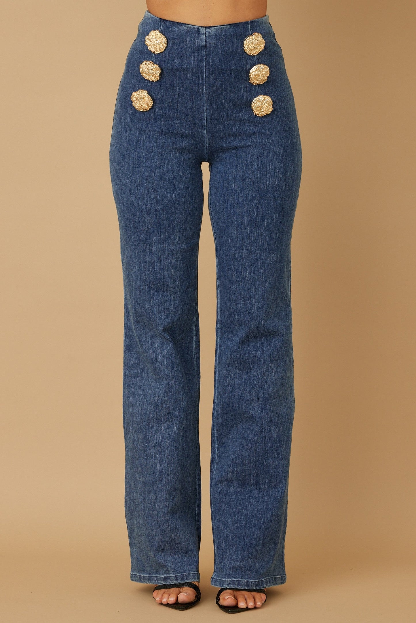 High Waisted Button Jeans (REG)
