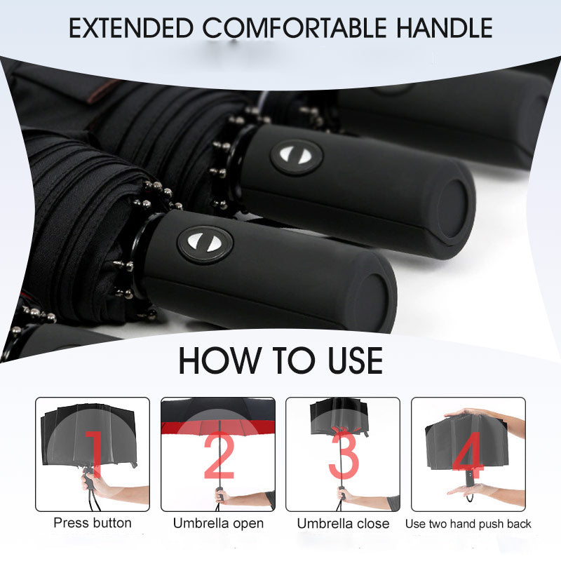1pc Automatic Anti-Wind Double Layer Commercial LarUmbrella, Diameter 105cm/41.33in
