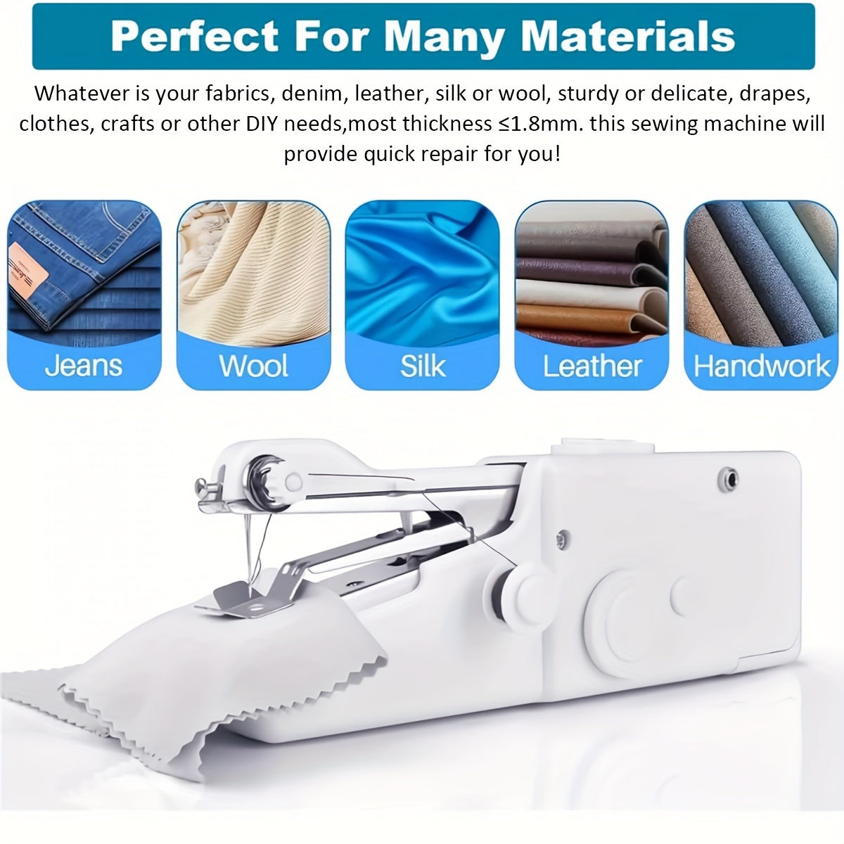 1pc Handheld Sewing Machine Mini Sewing Machines, Portable Sewing Machine Handheld Stitch Tool For Fabric, Kids Cloth, Clothing (battery Not Included)