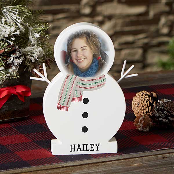 photo face personalized wooden snowman