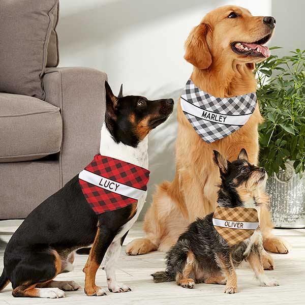 pet plaid personalized dog bandana