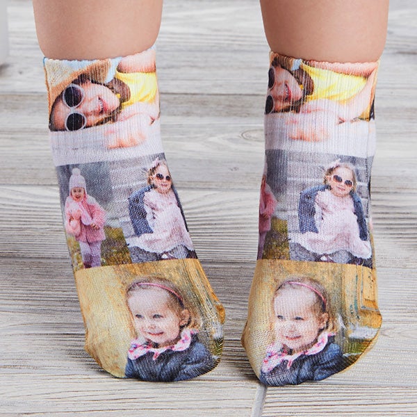 photo collage personalized photo toddler socks