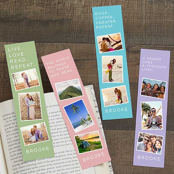 photo collage personalized paper bookmark set of 4