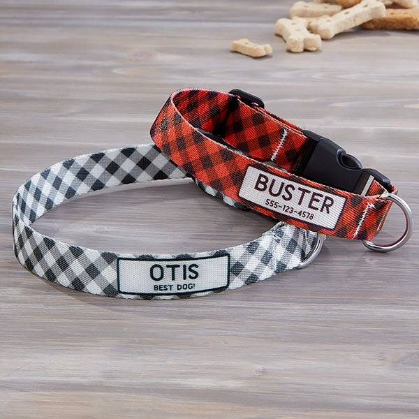 pet plaid personalized dog collars