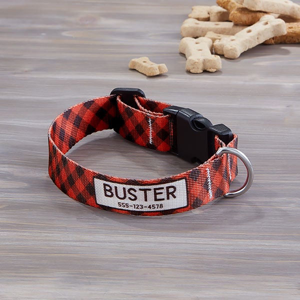 pet plaid personalized dog collars