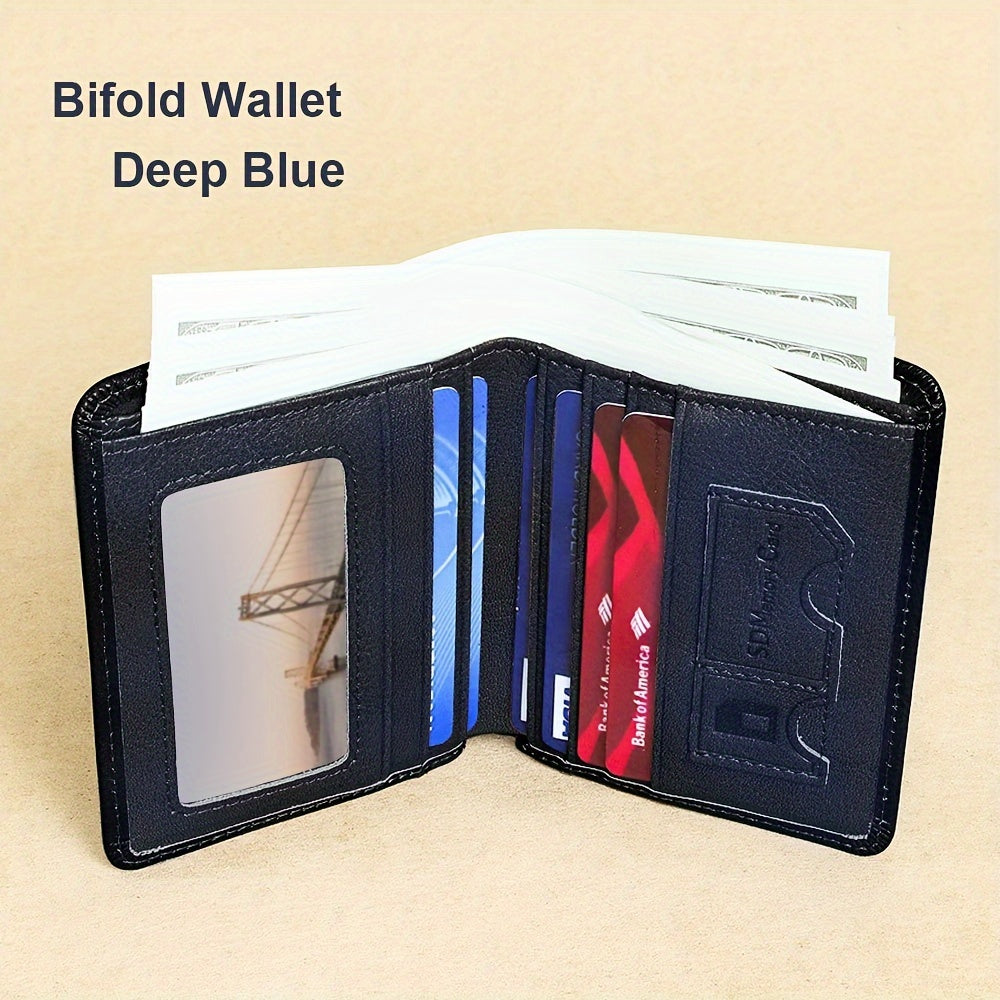1pc Genuine Leather Rfid BlocWallets For Men, Retro Thin Short Multi-functional ID Credit Card Holder, Gifts To Men On Valentine's Day