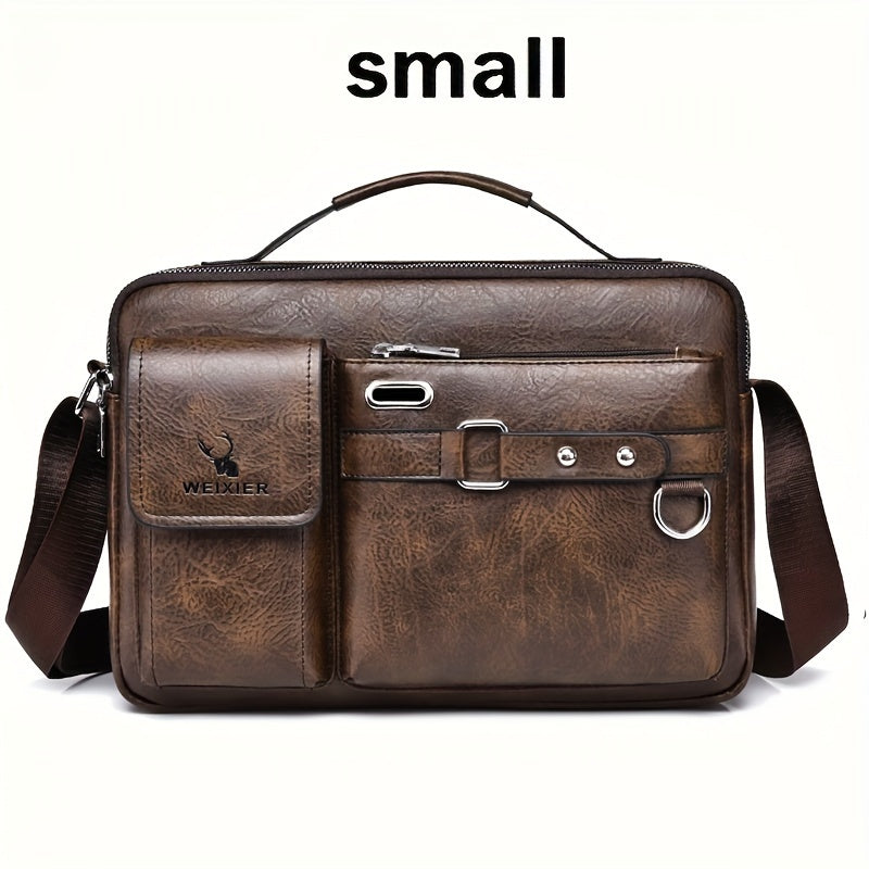 【WEIXIER】 Men's PU Material Crossbody Bag Men's Business Crossbody Bag Portable Shoulder Bag Casual Bag Men's Bag Gift For Father /Anniversary