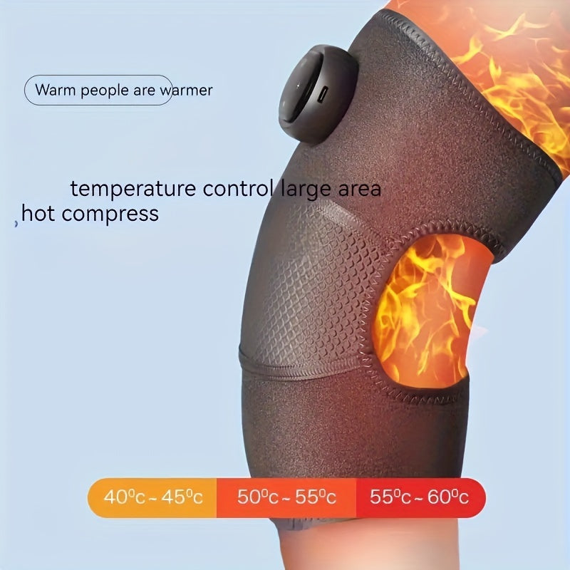 1PC Heated Knee Massager Shoulder Brace, 3-In-1 Heated Knee Elbow Shoulder Brace Wrap, Vibration Knee Heating Pad, 3 Adjustable Vibrations And Heating Modes, Heating Pad For Knee Elbow Shoulder Relax Leg Warmers