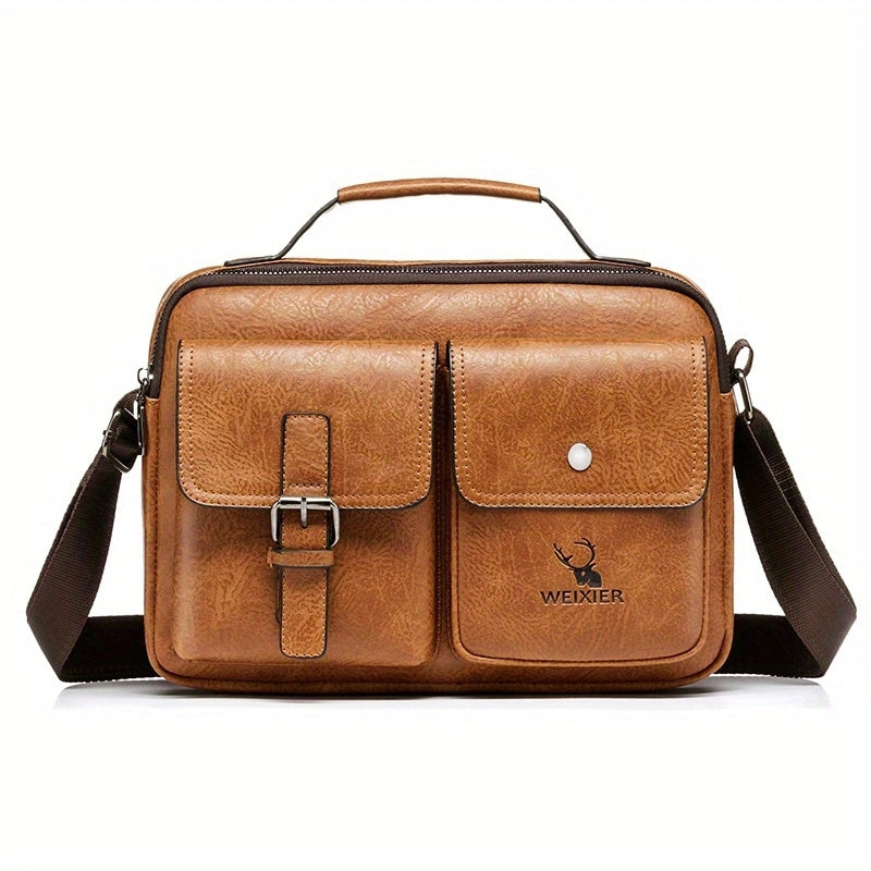 【WEIXIER】 Men's PU Material Crossbody Bag Men's Business Crossbody Bag Portable Shoulder Bag Casual Bag Men's Bag Gift For Father /Anniversary