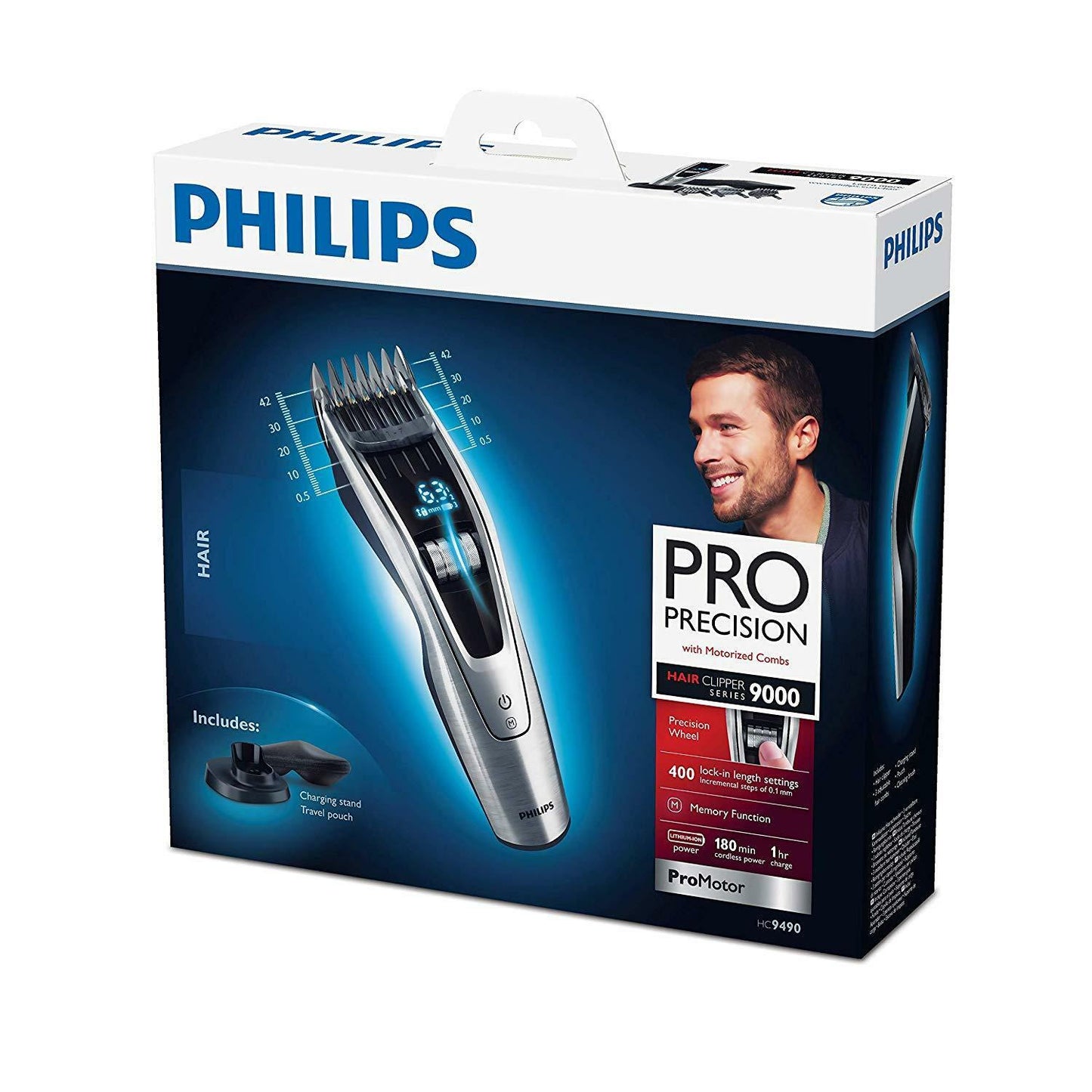 Philips Serie 9000 HC9490/15 - Hair clipper with 400 positions support charge