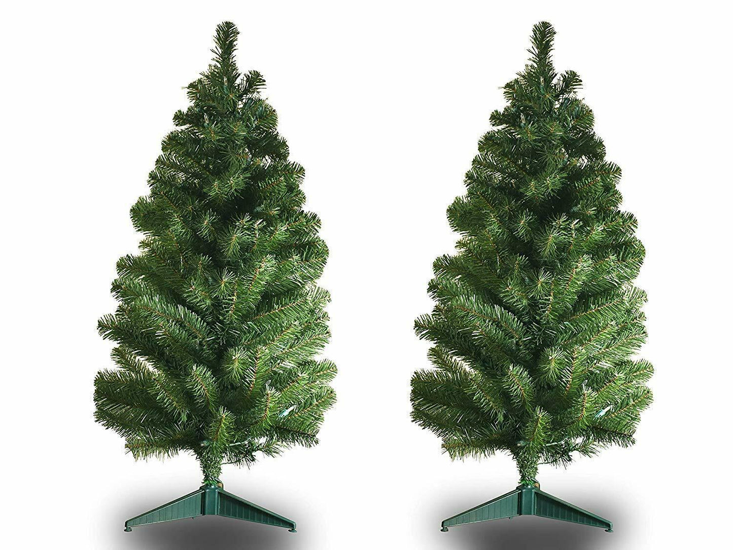 2 Pack - 3 ft. Tall White LED Lighted Pathway Christmas Trees - Battery Powered