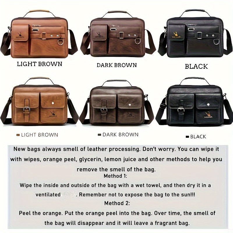 【WEIXIER】 Men's PU Material Crossbody Bag Men's Business Crossbody Bag Portable Shoulder Bag Casual Bag Men's Bag Gift For Father /Anniversary