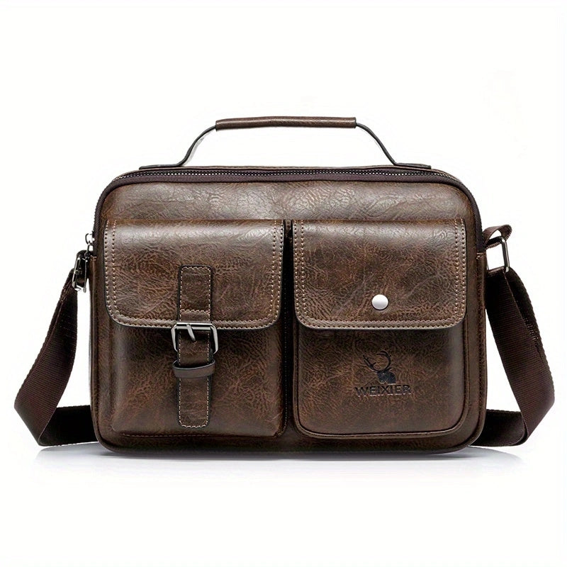 【WEIXIER】 Men's PU Material Crossbody Bag Men's Business Crossbody Bag Portable Shoulder Bag Casual Bag Men's Bag Gift For Father /Anniversary