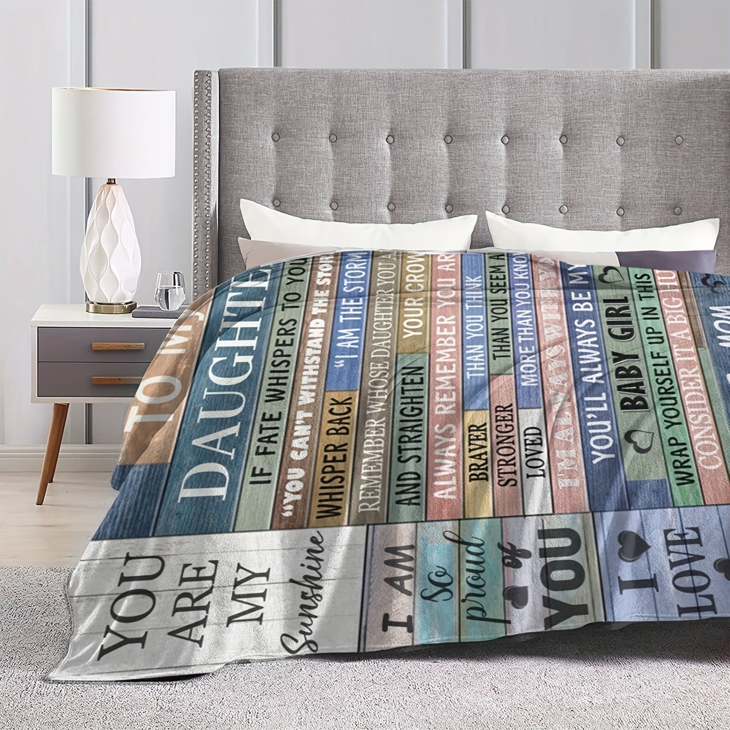 1pc To My Daughter Print Blanket, Soft Blanket For Sofa Office Bed And Travelling Daughter Birthday Gift