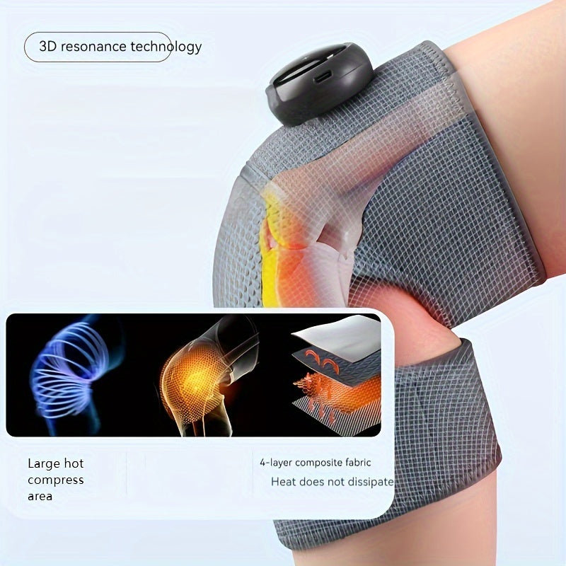 1PC Heated Knee Massager Shoulder Brace, 3-In-1 Heated Knee Elbow Shoulder Brace Wrap, Vibration Knee Heating Pad, 3 Adjustable Vibrations And Heating Modes, Heating Pad For Knee Elbow Shoulder Relax Leg Warmers
