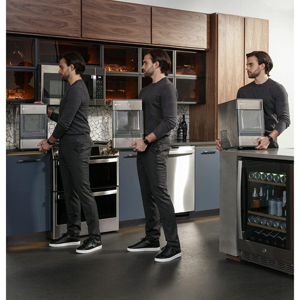 GE Profile OPAL01GEPKT Opal | Countertop Nugget Ice Maker, Stainless Steel Wrap with Gray Accents & LED Lighting