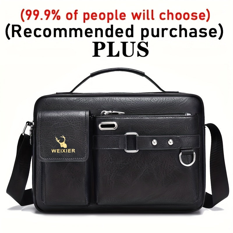 【WEIXIER】 Men's PU Material Crossbody Bag Men's Business Crossbody Bag Portable Shoulder Bag Casual Bag Men's Bag Gift For Father /Anniversary