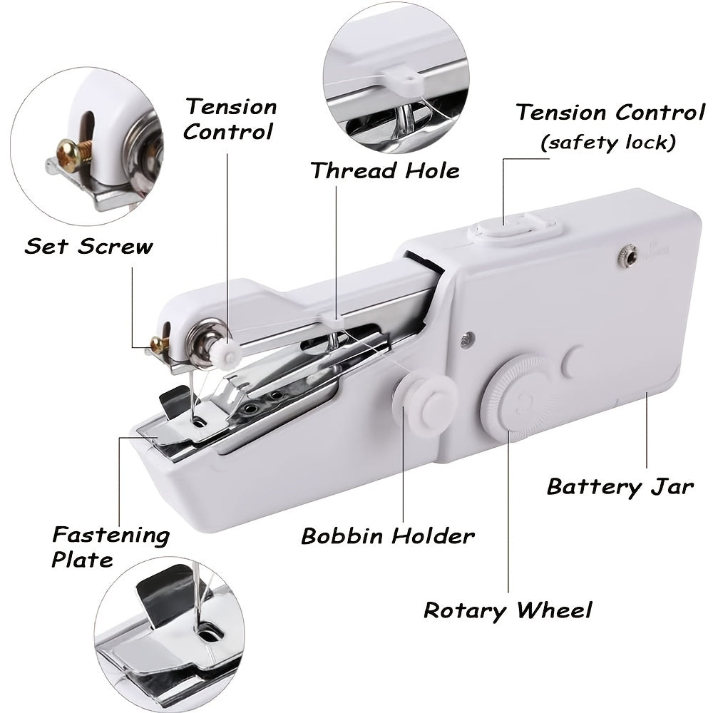 1pc Handheld Sewing Machine Mini Sewing Machines, Portable Sewing Machine Handheld Stitch Tool For Fabric, Kids Cloth, Clothing (battery Not Included)