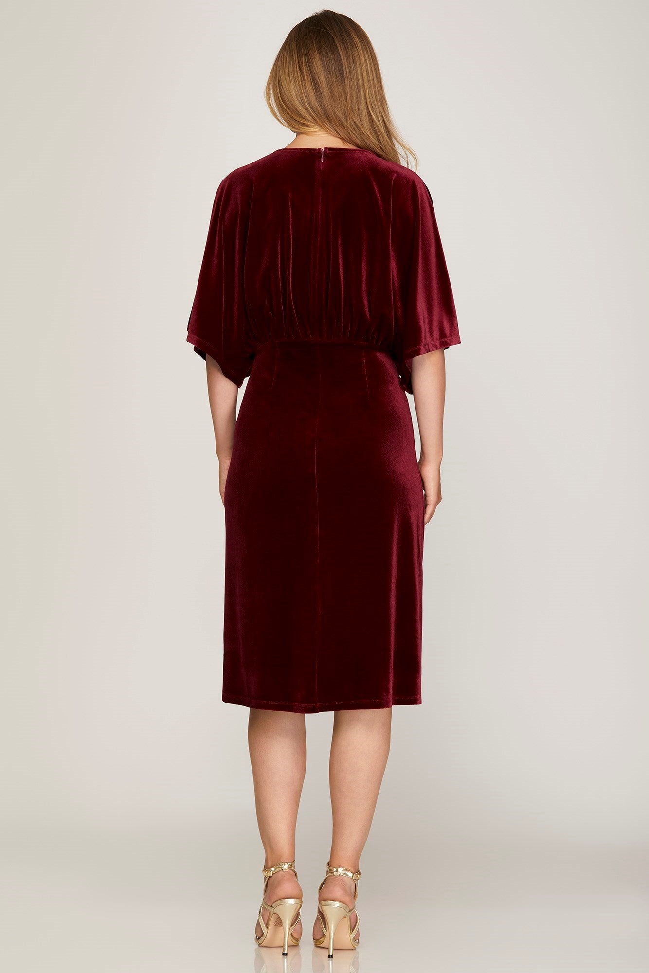 Velvet Vivian Midi Dress in Wine (REG)