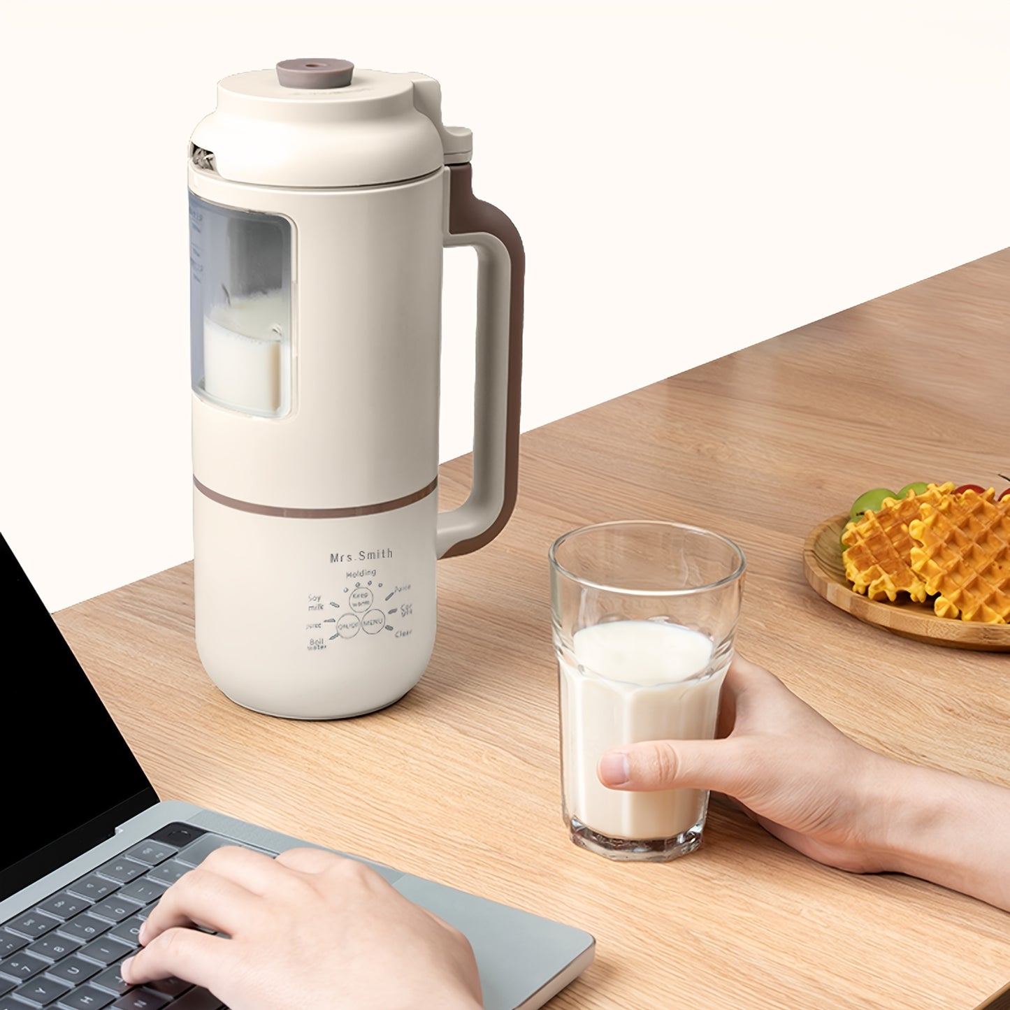 1000ml Portable Mini Soy Milk Maker with Filtering and Self-Cleaning - Perfect for 1-4 Person Households - Enjoy Fresh Soy Milk and Juices Anytime