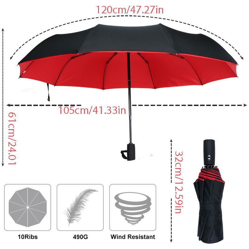 1pc Automatic Anti-Wind Double Layer Commercial LarUmbrella, Diameter 105cm/41.33in