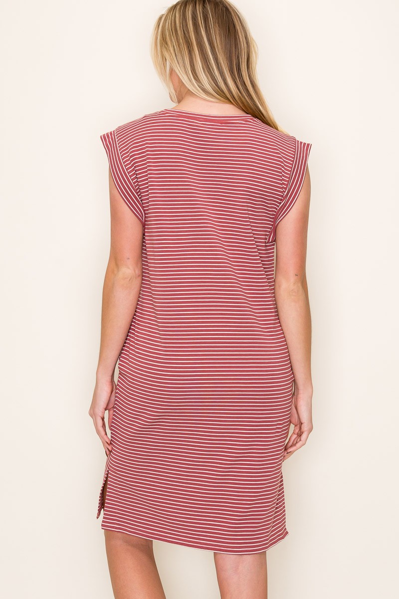 Fortune Striped Mini Dress in Marsala (REG)