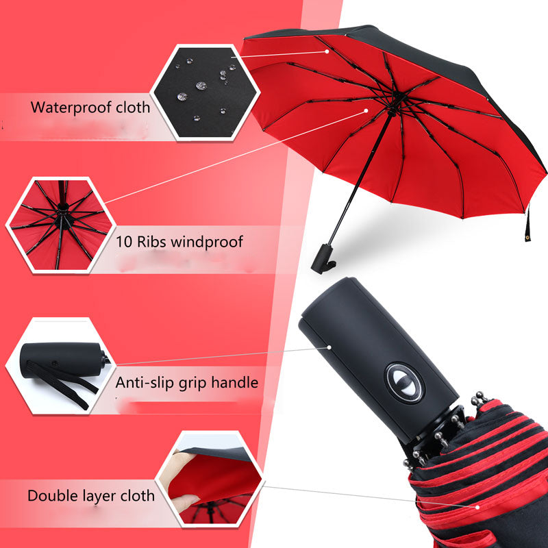 1pc Automatic Anti-Wind Double Layer Commercial LarUmbrella, Diameter 105cm/41.33in