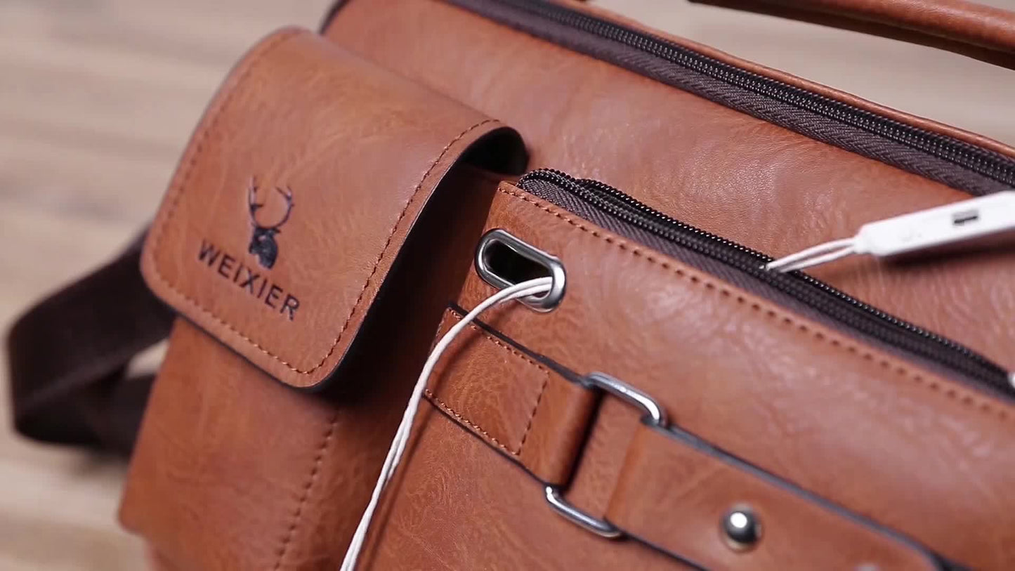 【WEIXIER】 Men's PU Material Crossbody Bag Men's Business Crossbody Bag Portable Shoulder Bag Casual Bag Men's Bag Gift For Father /Anniversary