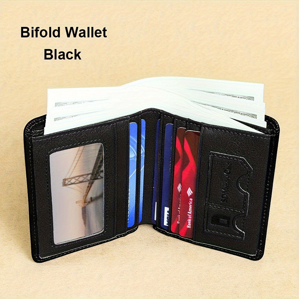 1pc Genuine Leather Rfid BlocWallets For Men, Retro Thin Short Multi-functional ID Credit Card Holder, Gifts To Men On Valentine's Day