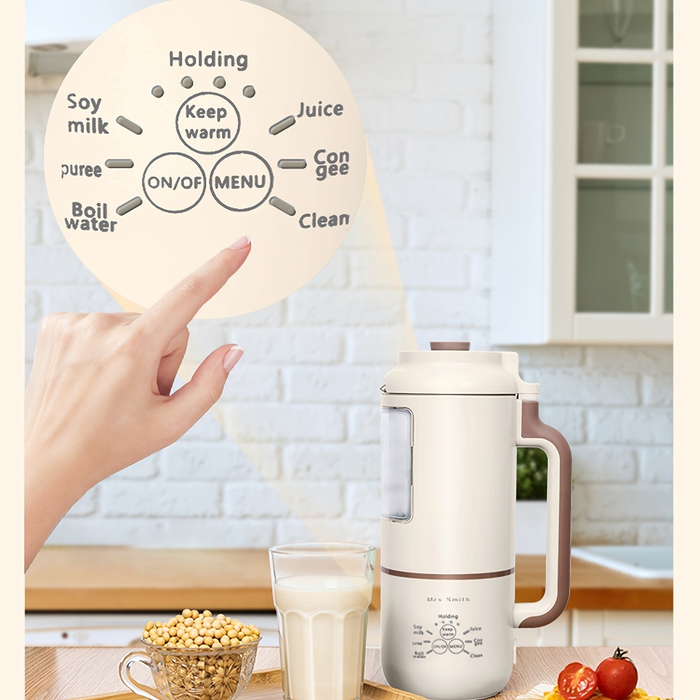 1000ml Portable Mini Soy Milk Maker with Filtering and Self-Cleaning - Perfect for 1-4 Person Households - Enjoy Fresh Soy Milk and Juices Anytime
