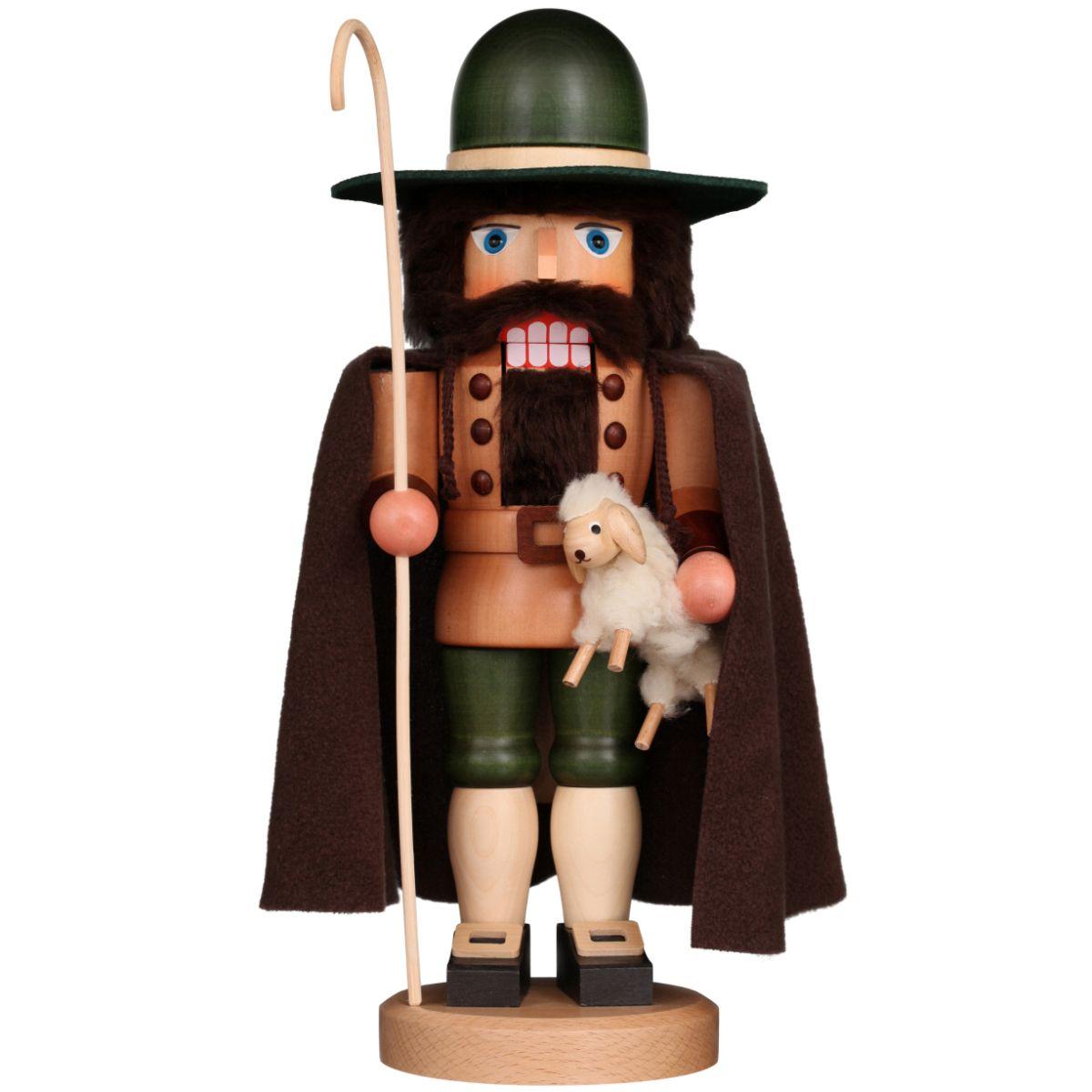 16" Green and Brown Christian Ulbricht Shepherd Nutcracker Decoration