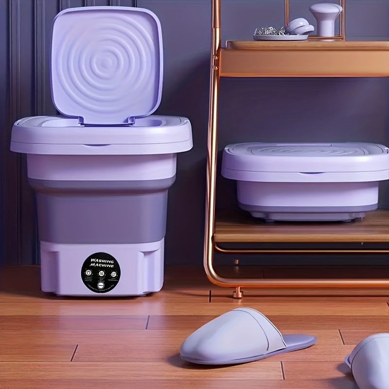 2.11gal Portable Folding Washing Machine With Collapsible Bucket, 3 Modes Effective Steri-lizing, Suitable For Apartment, Laundry, Camping, RV, Travel, Underwear Bra Socks Washing Machine