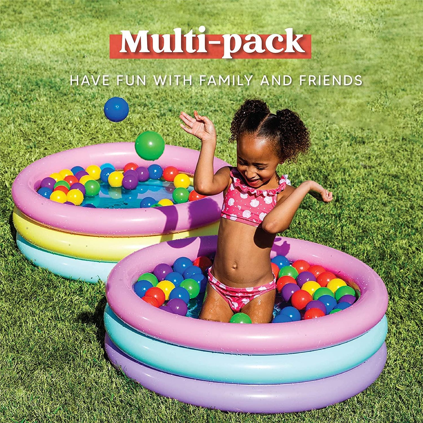 2 packs 34'' multicolor inflatable kiddie pools, baby swimming pool set, summer fun for kids water pool pit ball pool indoor&outdoor (34’’ x 10’’)