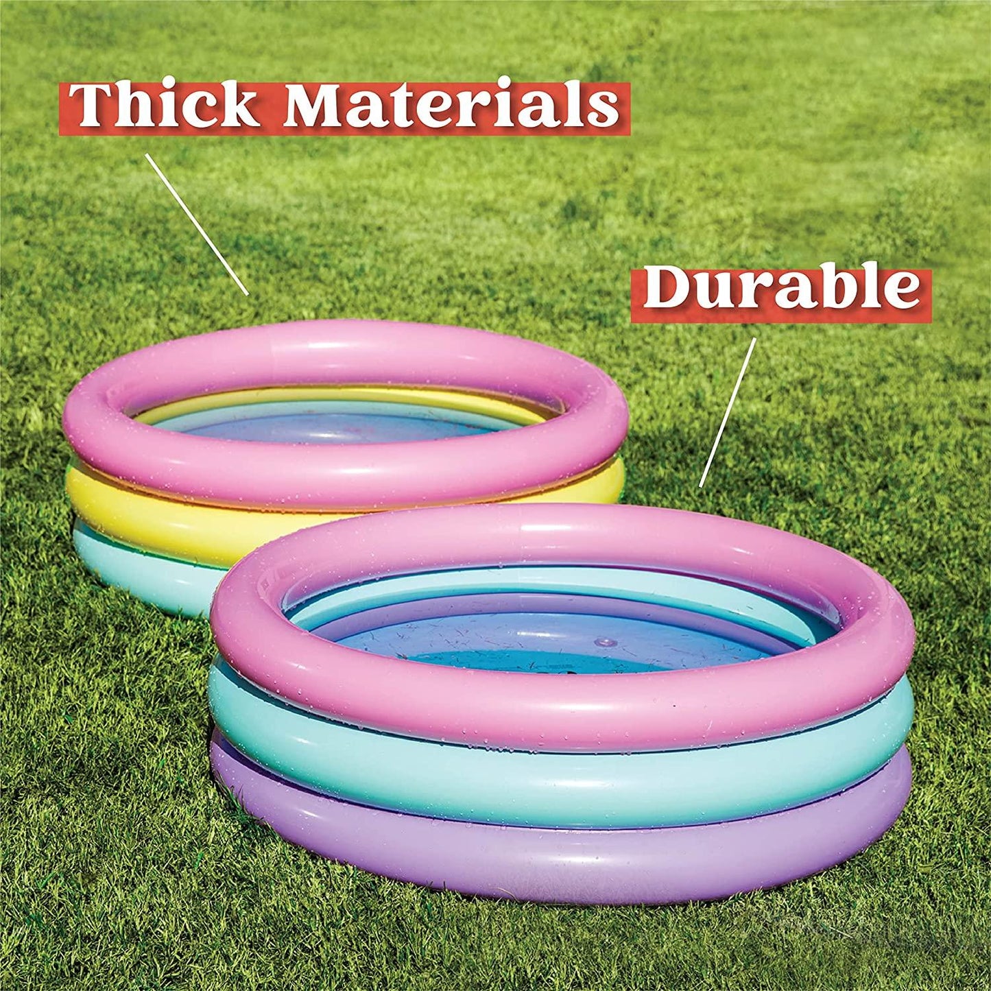 2 packs 34'' multicolor inflatable kiddie pools, baby swimming pool set, summer fun for kids water pool pit ball pool indoor&outdoor (34’’ x 10’’)
