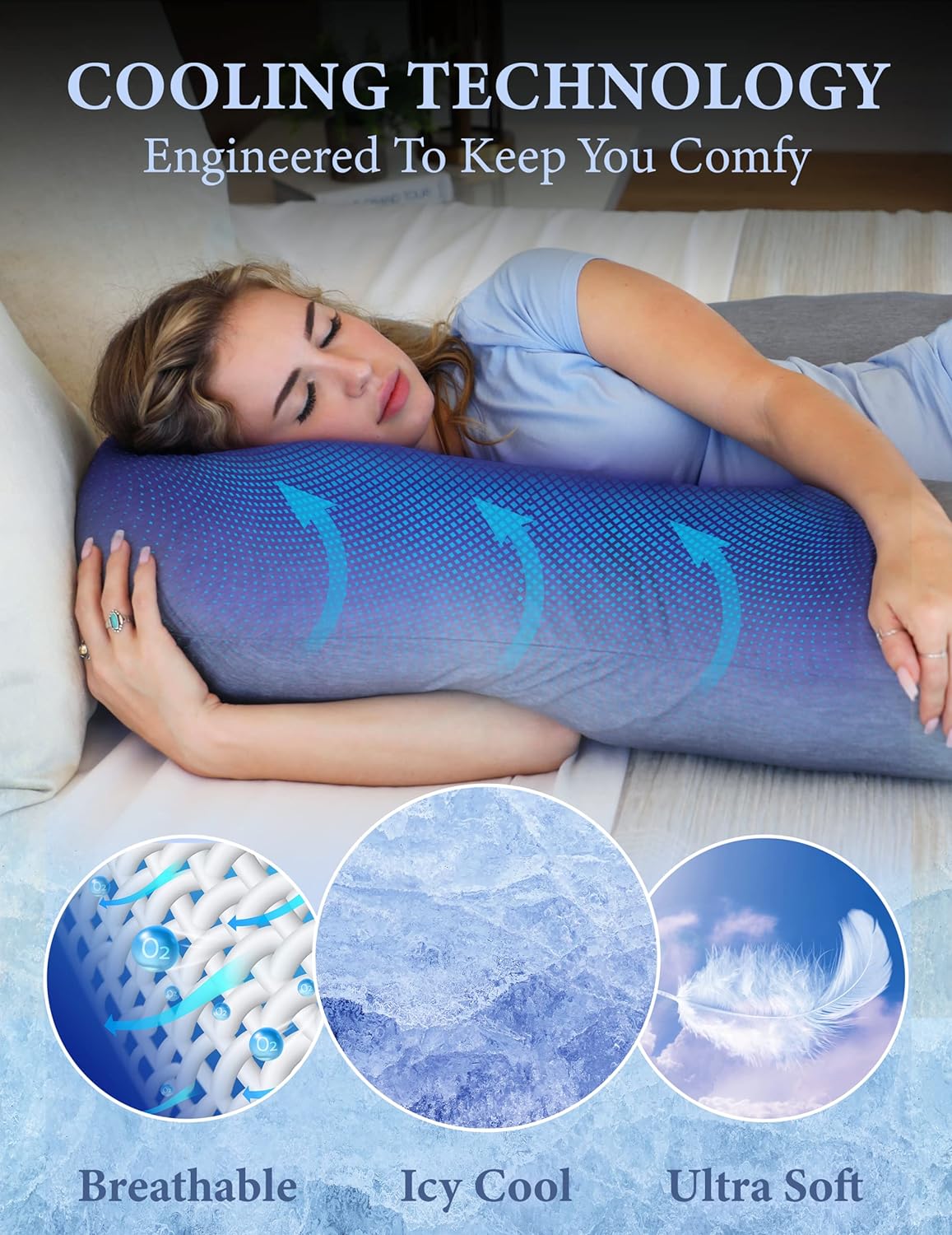 Pharmedoc Pregnancy Pillows, U-Shape Full Body Pillow – Cooling Cover Grey – Pregnancy Pillows for Sleeping – Body Pillows for Adults, Maternity Pillow and Pregnancy Must Haves