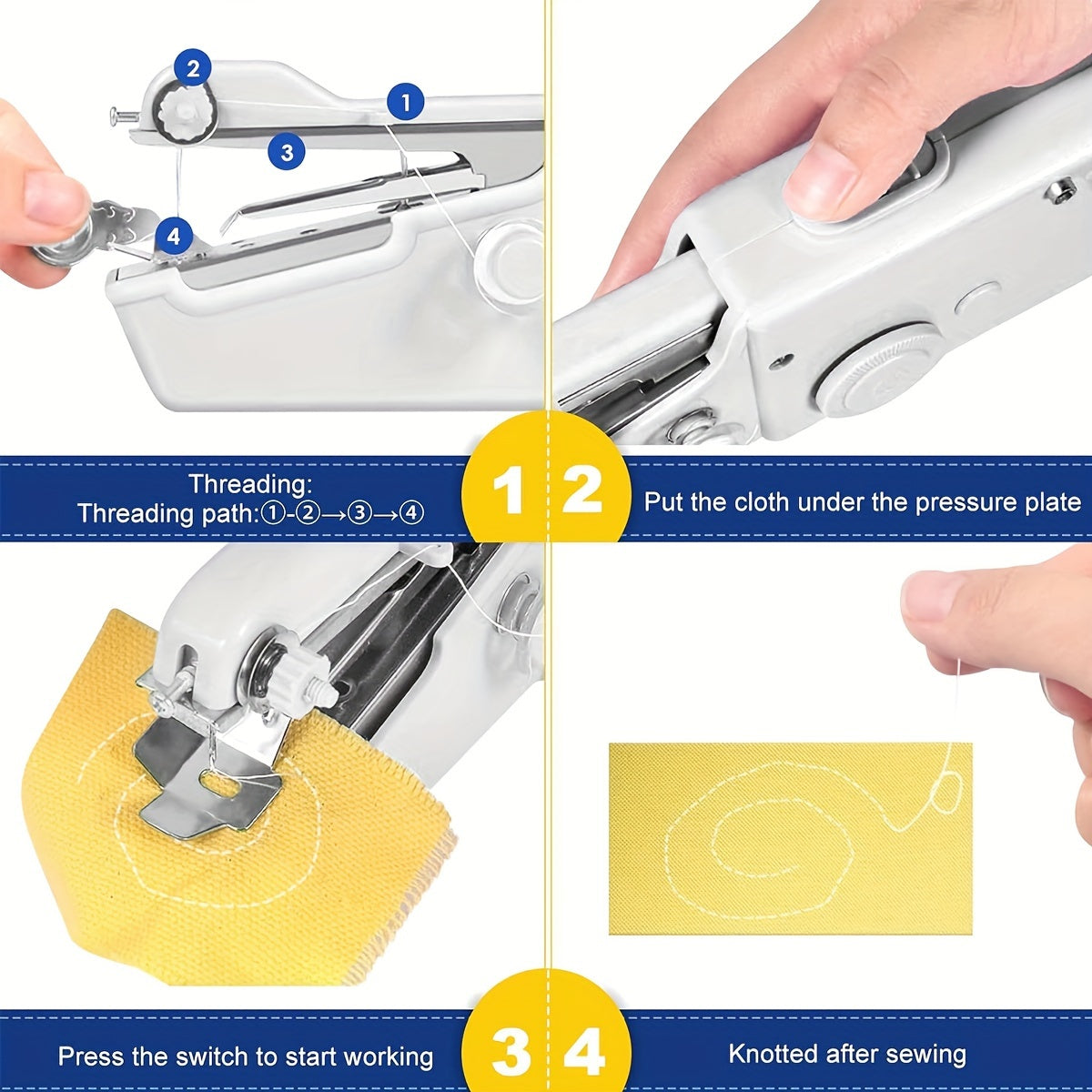 1pc Handheld Sewing Machine Mini Sewing Machines, Portable Sewing Machine Handheld Stitch Tool For Fabric, Kids Cloth, Clothing (battery Not Included)