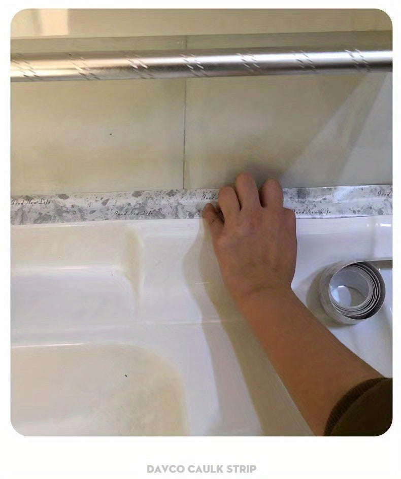 1roll Waterproof Mildew-proof Toilet Caulk Strip, Self-Adhesive Sealing Tape For Kitchen Bathroom, Bathroom Waterproof Tape To Avoid Wet, Kitchen Sink Beautiful Seam Stickers