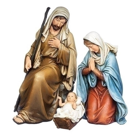 3 Piece Set Kneeling Holy Family Resin Christmas Figurine 14.75?