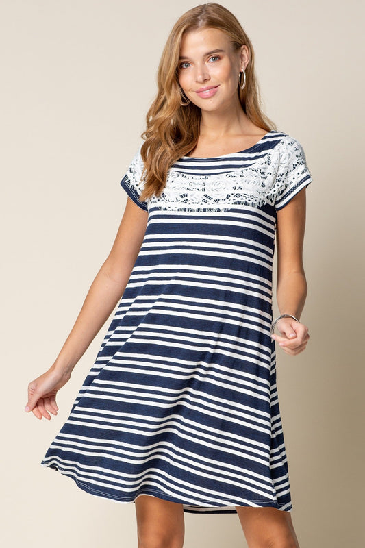 Lace and Stripe Swing Dress (REG)