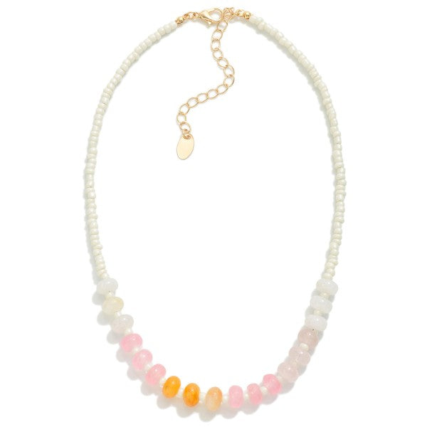 Short Beaded Necklace With Oval Smooth Beads