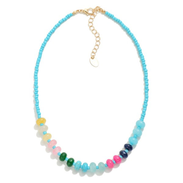 Short Beaded Necklace With Oval Smooth Beads