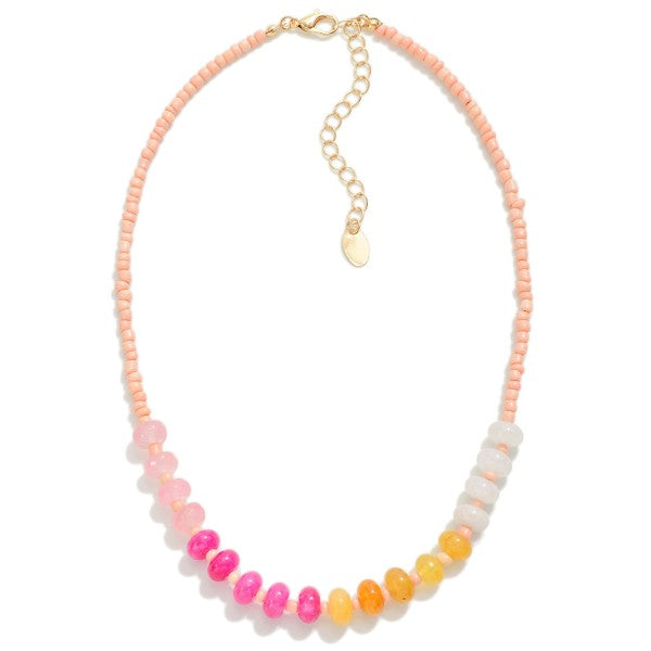 Short Beaded Necklace With Oval Smooth Beads
