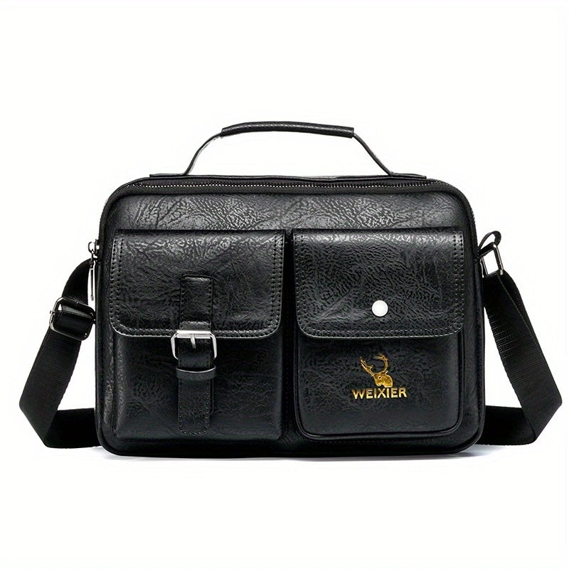 【WEIXIER】 Men's PU Material Crossbody Bag Men's Business Crossbody Bag Portable Shoulder Bag Casual Bag Men's Bag Gift For Father /Anniversary