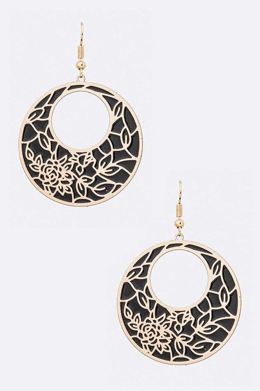 Engraved 2-Tone Drop Earrings