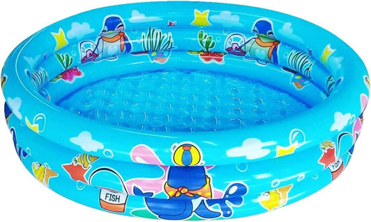 3 rings kiddie pool for toddler, 48”x12”, kids swimming pool, inflatable baby ball pit pool, small infant pool (blue)