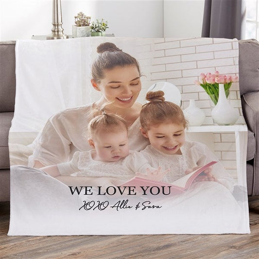 photo & message for her personalized blanket